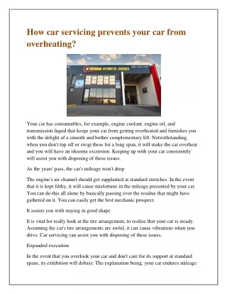 how car servicing prevents your car from