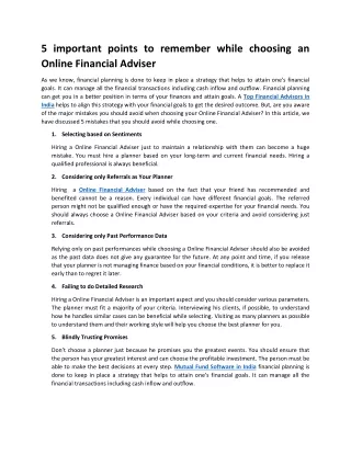 5 Mistakes to Avoid While Selecting Financial Planner
