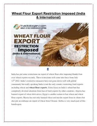 wheat flour export restriction imposed india