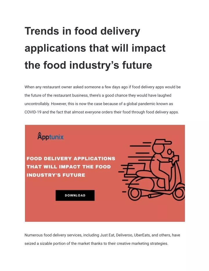 trends in food delivery applications that will