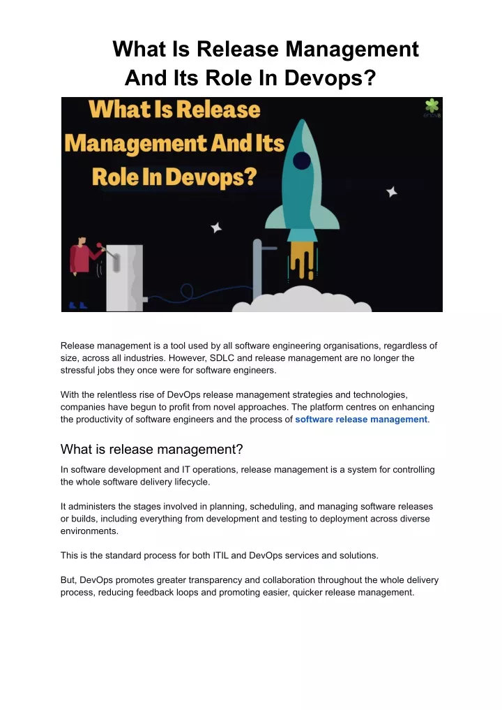 what is release management and its role in devops