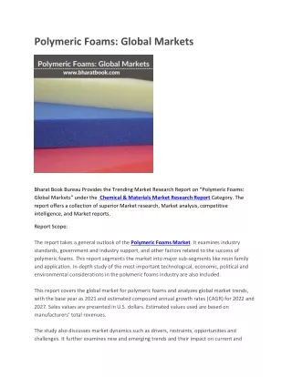 polymeric foams global markets