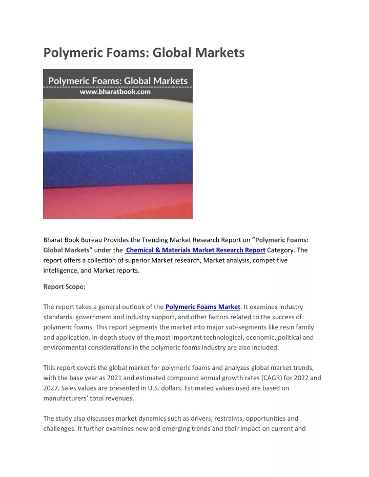 polymeric foams global markets