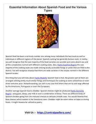 Essential Information About Spanish Food and the Various Types