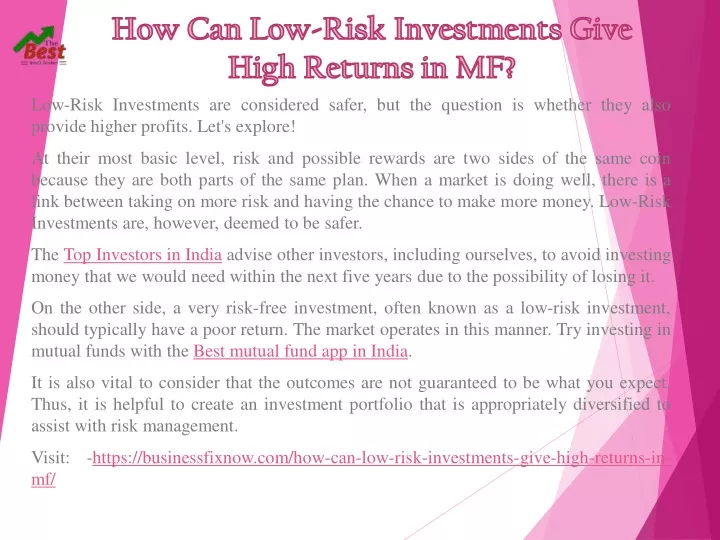 low risk investments are considered safer