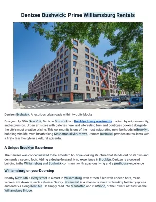 Luxury Apartments for Rent in Brooklyn - Denizen Bushwick