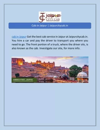 cab in jaipur jaipurcitycab in