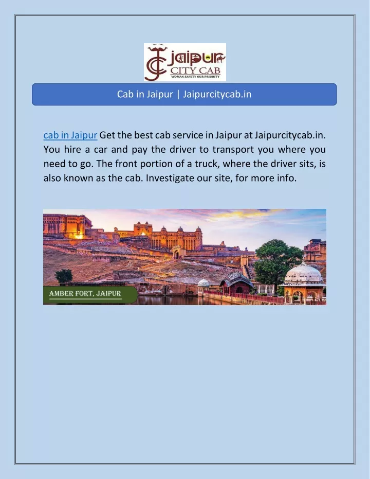 cab in jaipur jaipurcitycab in