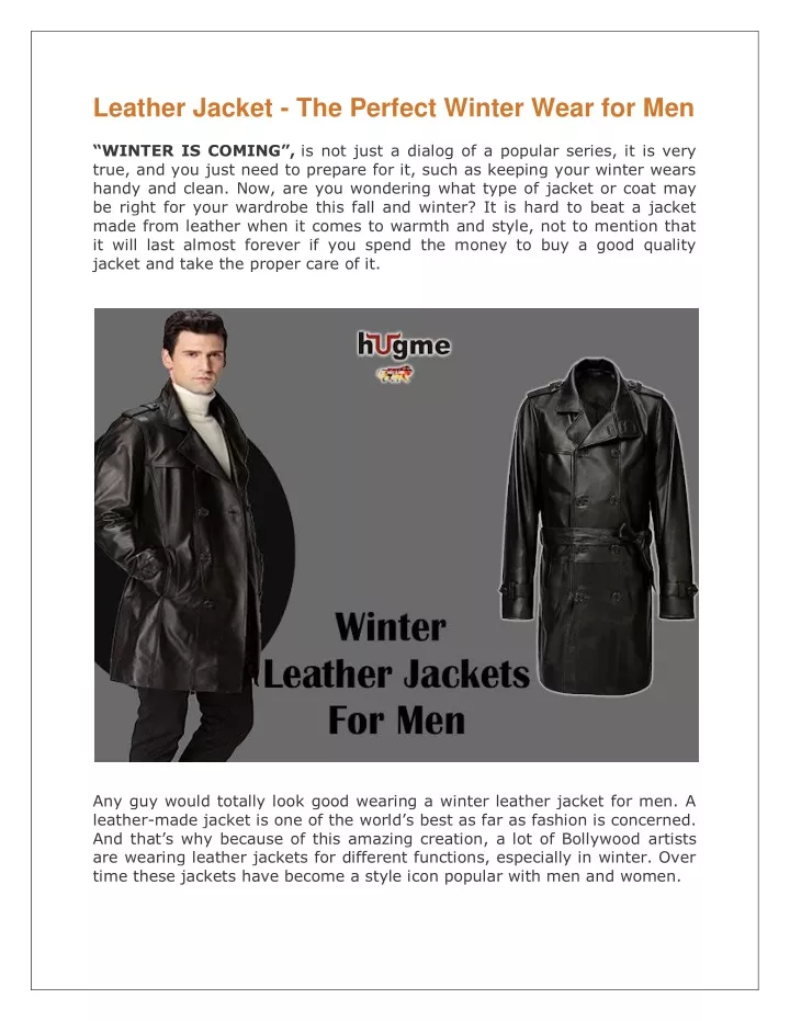 leather jacket the perfect winter wear for men