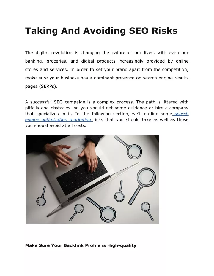 taking and avoiding seo risks