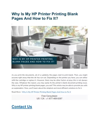 why is my hp printer printing blank pages