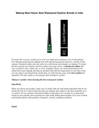 Makeup Must Haves Best Waterproof Eyeliner Brands in India