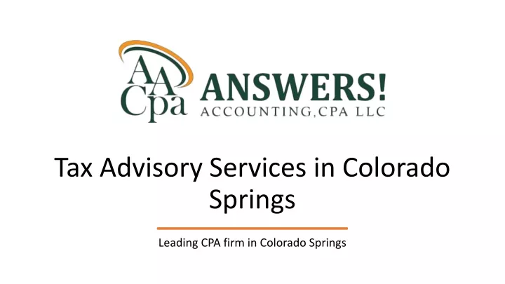tax advisory services in colorado springs