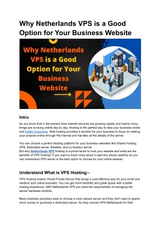 why netherlands vps is a good option for your