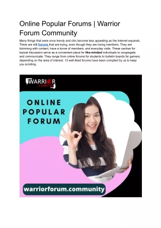 online popular forums warrior forum community