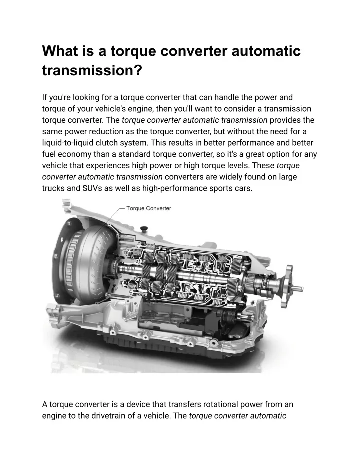 what is a torque converter automatic transmission