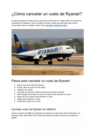 c mo cancelar un vuelo de ryanair