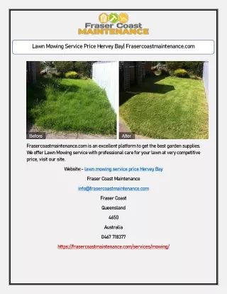 Lawn Mowing Service Price Hervey Bay| Frasercoastmaintenance.com