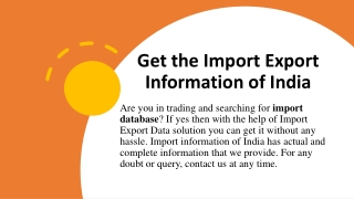 Import Data India