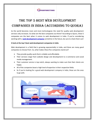 The Top 5 Best Web Development Companies in India (According to Quora)