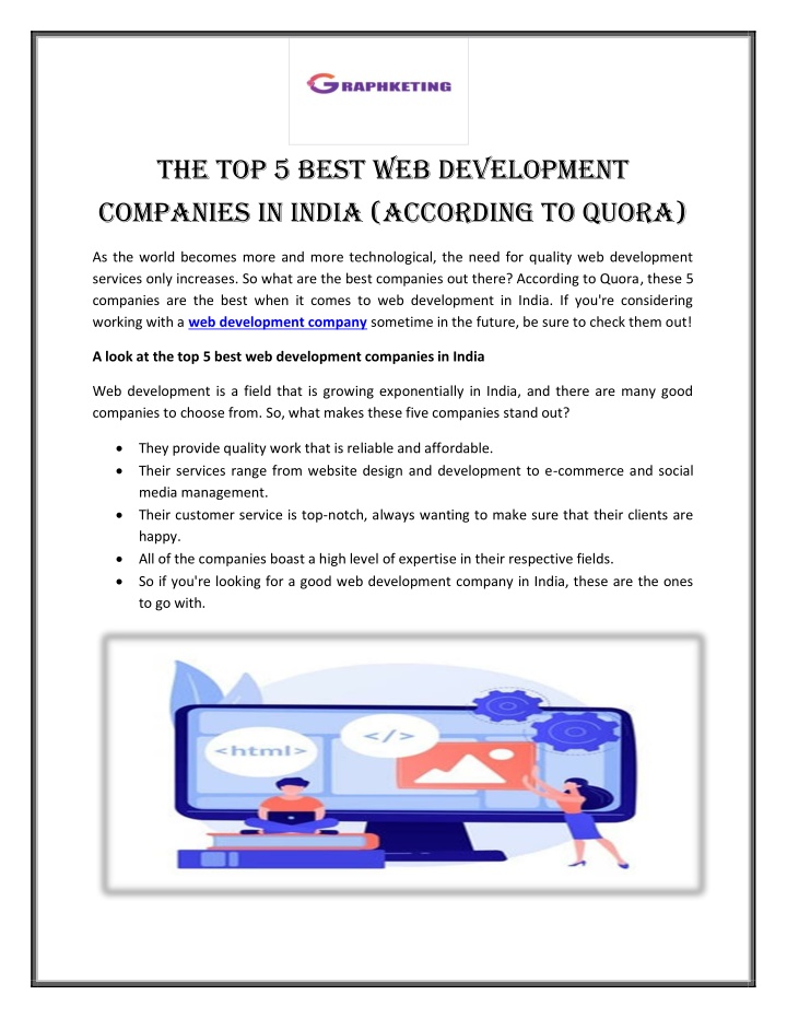 the top 5 best web development companies in india