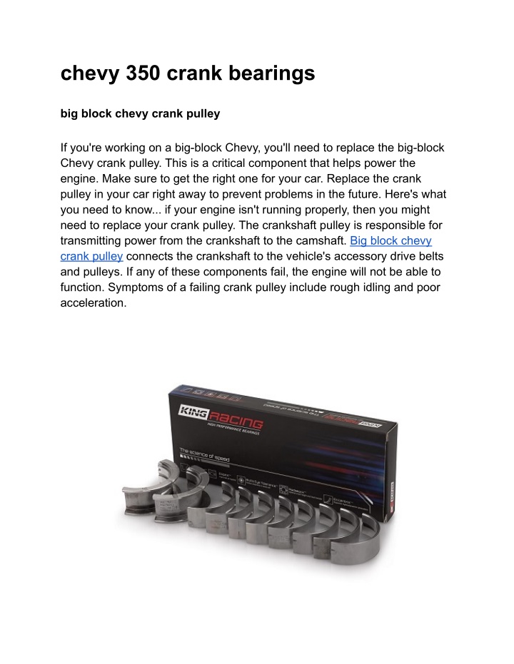 chevy 350 crank bearings