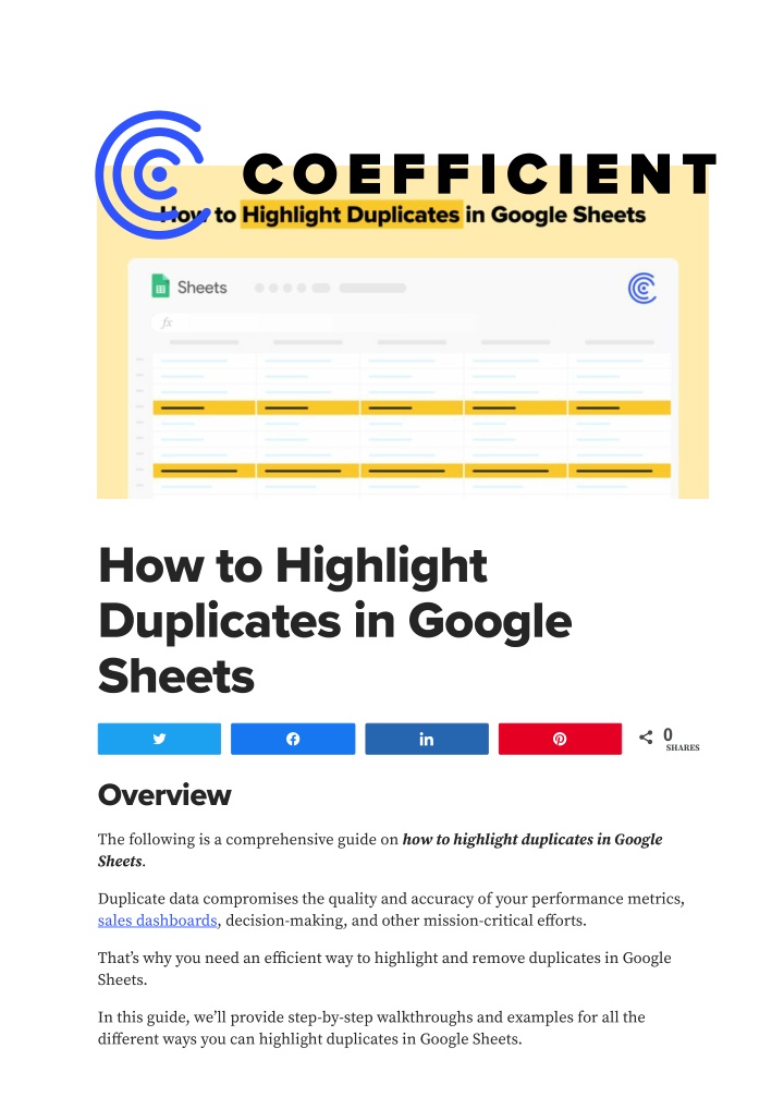 ho to highlight duplicate in google heet