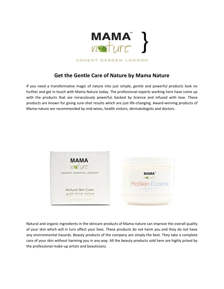 get the gentle care of nature by mama nature
