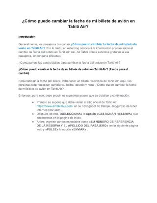 ¿Cómo puedo cambiar la fecha de mi billete de avión en Tahiti Air?