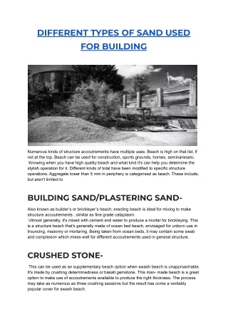 different types of sand used for building