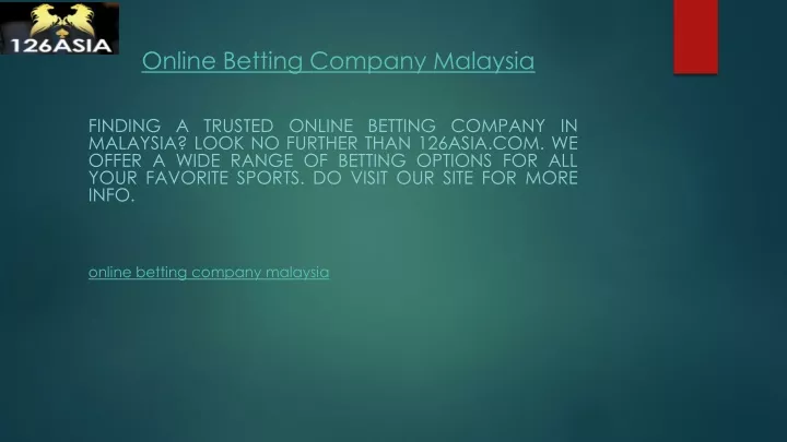 online betting company malaysia