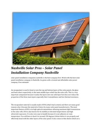 Nashville Solar Pros – Solar Panel Installation Company Nashville