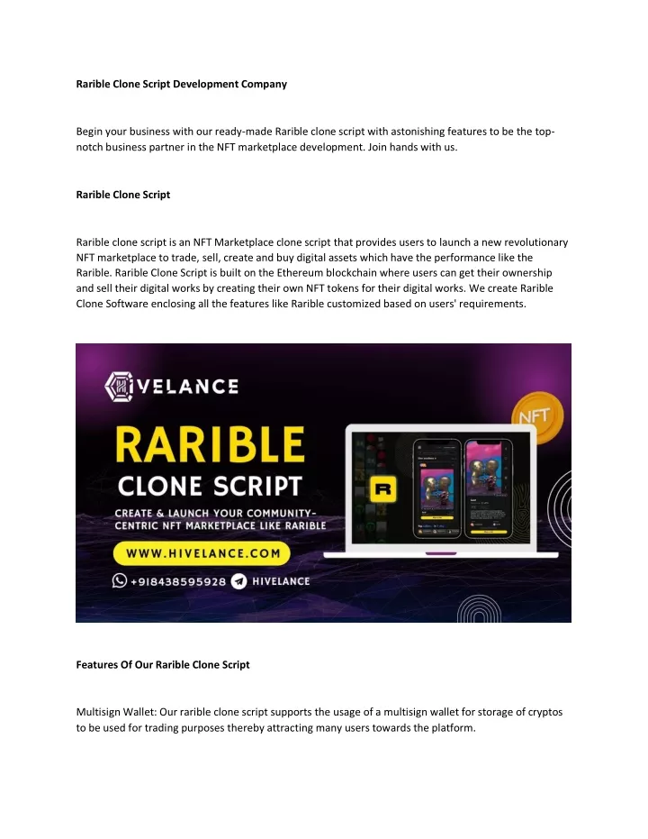 rarible clone script development company