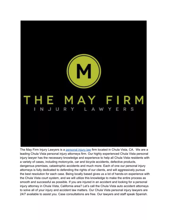 the may firm injury lawyers is a personal injury