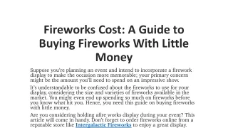 Fireworks Cost: A Guide to Buying Fireworks With Little Money