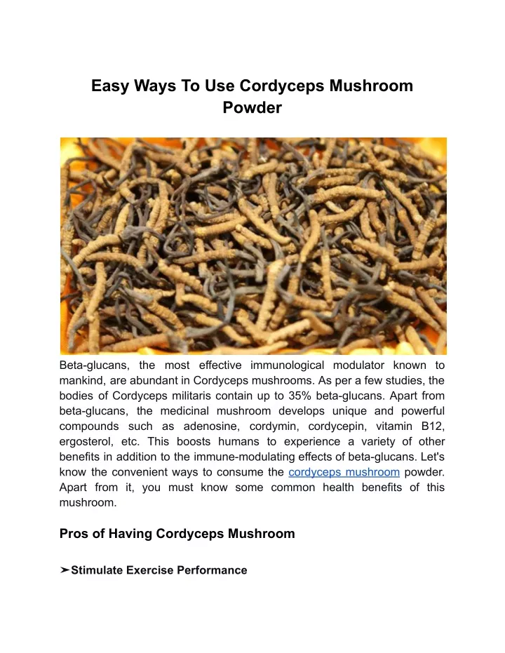 easy ways to use cordyceps mushroom powder