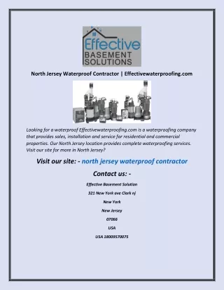 North Jersey Waterproof Contractor | Effectivewaterproofing.com