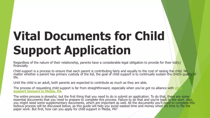 vital documents for child support application