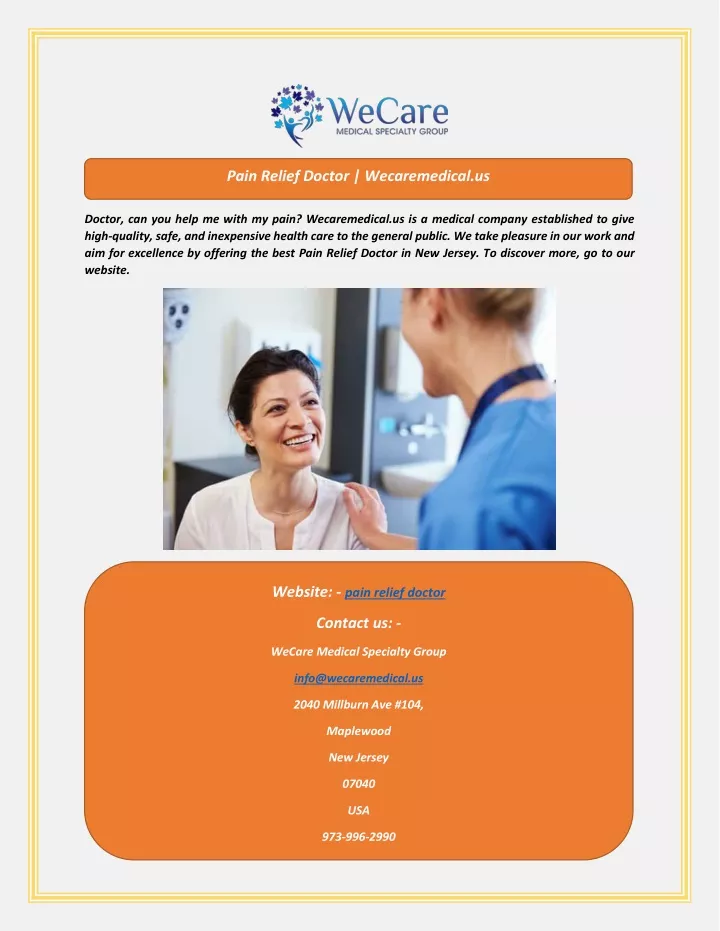 pain relief doctor wecaremedical us