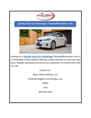 quality used cars anchorage bryanjefferymotors com