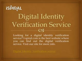 Digital Identity Verification Service| I-spiral.com