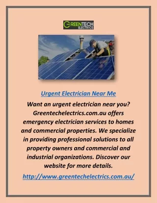 Urgent Electrician Near Me | Greentechelectrics.com.au