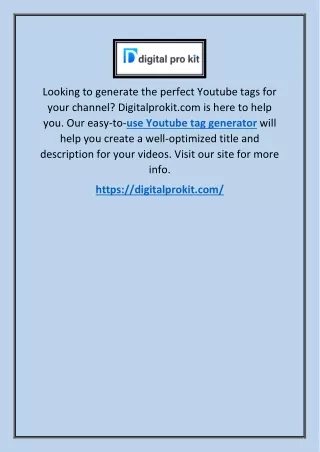 looking to generate the perfect youtube tags