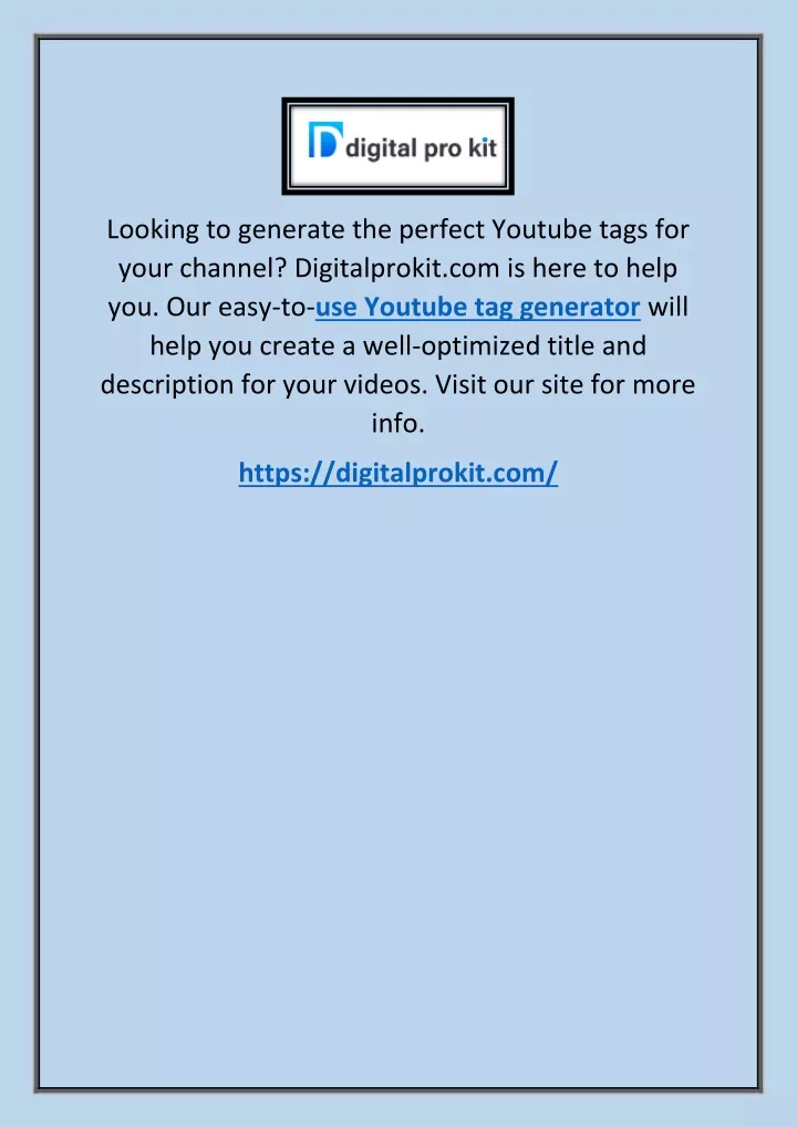 looking to generate the perfect youtube tags