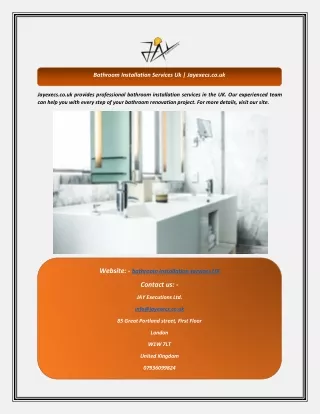 Bathroom Installation Services Uk  Jayexecs.co.uk
