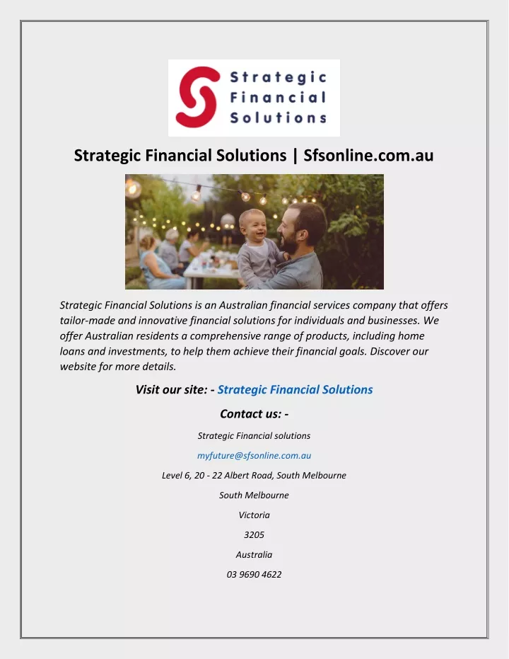 strategic financial solutions sfsonline com au