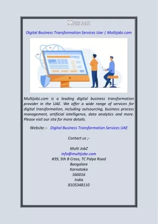 Digital Business Transformation Services Uae Multijobz.com