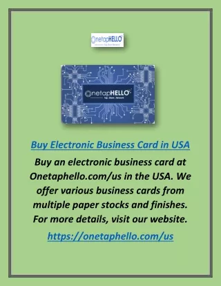 Buy Electronic Business Card in Usa | Onetaphello.com/us