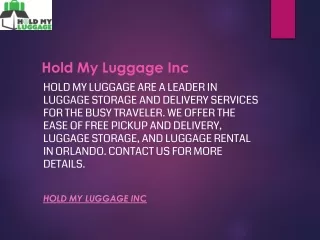 Hold My Luggage Inc  Holdmyluggage.com