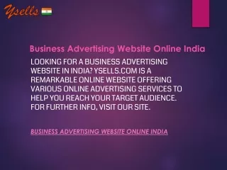 Business Advertising Website Online India  Ysells.com